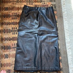 Ann Taylor Black Leather Skirt 4